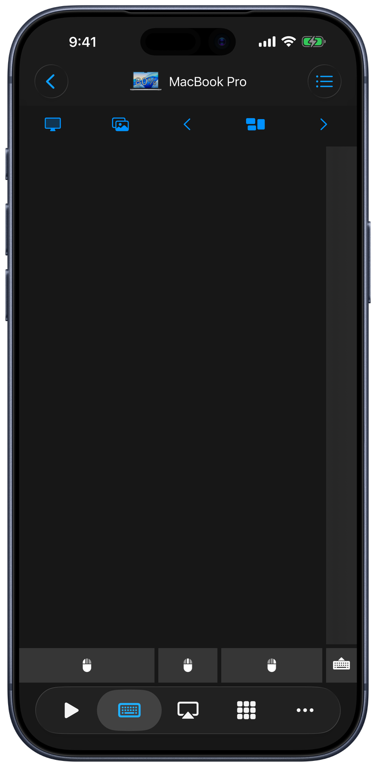 Remote trackpad with mouse buttons and customizable Input Bar on a Mac connection