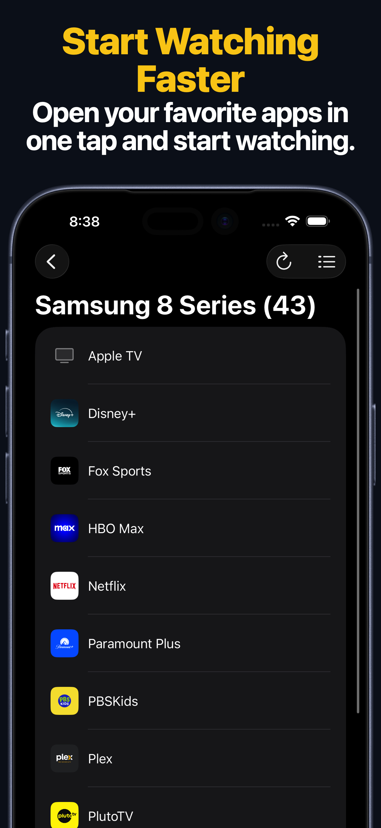 Android TV remote app launcher on iPhone