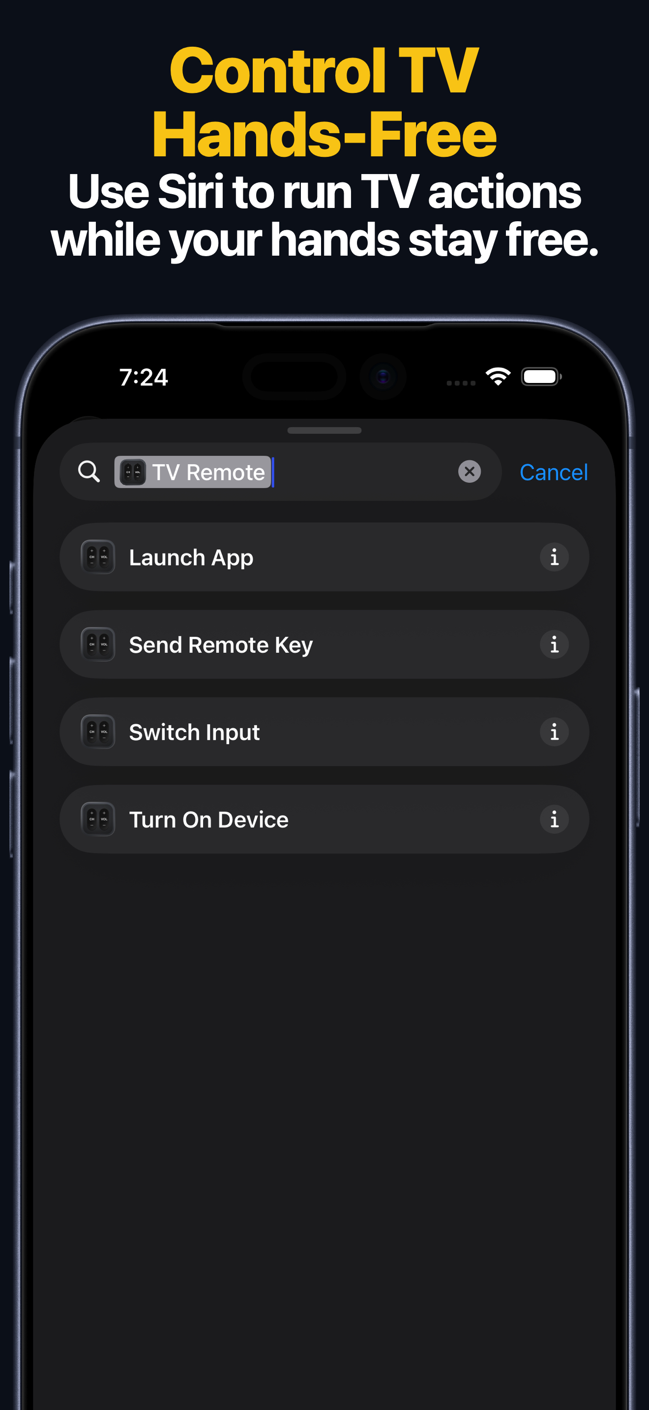 Siri Shortcuts for the TV remote app on iPhone