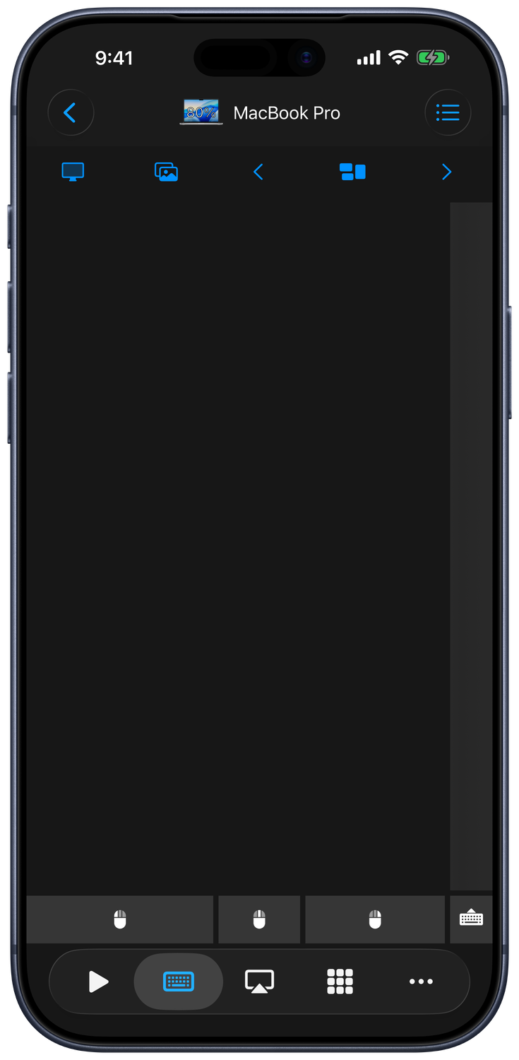 Remote trackpad with mouse buttons and customizable Input Bar on a Mac connection