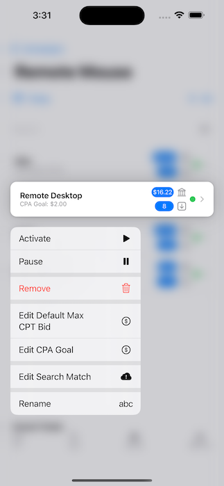 SearchAds Manager app interface iPhone 14 Pro Max   5